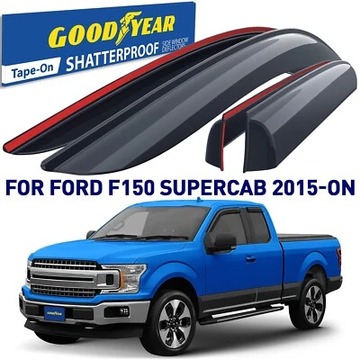 Protectores de lluvia viseras de ventilación para Ford F-150 SuperCab 2015-2025 Foto 1 de 4