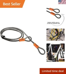 Durable 7FT Braided Bike Lock Cable with Protective Vinyl Cover - Grey/Orange - Picture 1 of 6