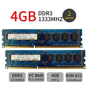 Hynix 8GB Kit 2x 4GB DDR3 1333MHz PC3-10600U 240Pin DIMM Desktop Memory RAM UL - Picture 1 of 8