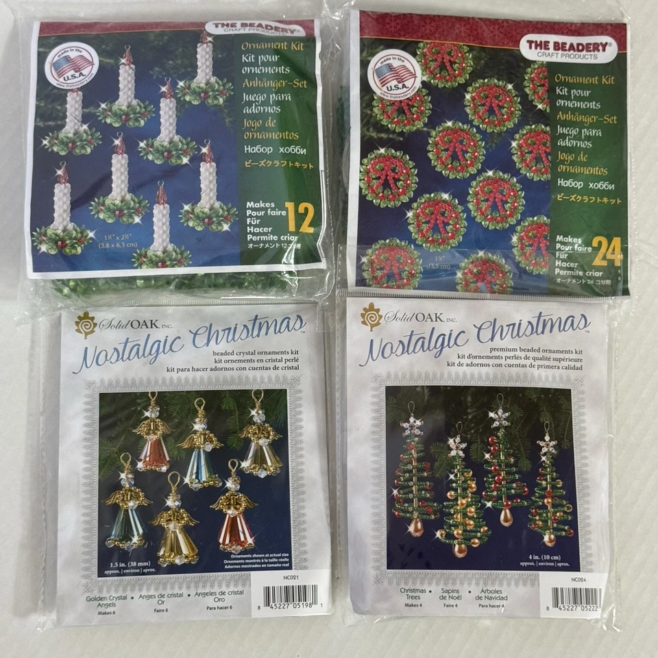 Vintage 4 Elves 1987 The Beadery Beaded Christmas Kit Each Elf 5" Tall