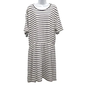 Old Navy Striped Shirt Mini Dress Slub Knit Elastic Waist Short Sleeve XXL 2XL - Picture 1 of 10