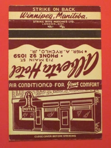 3-1/8" Alberta Hotel Streichholzschachtelhülle - Winnipeg, Manitoba / Kanada - Bild 1 von 5
