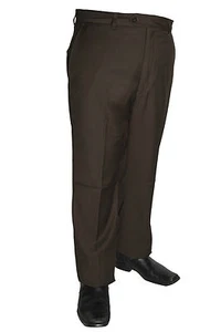 Pantalones de vestir para hombre marrones de polietileno rayón pantalones delanteros planos tallas 28 a 52 - Imagen 1 de 5