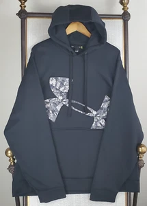 UNDER ARMOUR Size 2XL Mens Hoodie Sweatshirt Pullover Black Big Logo Hooded XXL - Picture 1 of 12