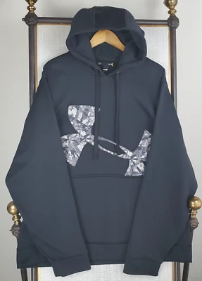 UNDER ARMOUR Size 2XL Mens Hoodie Sweatshirt Pullover Black Big Logo Hooded XXL - Image 1 of 4