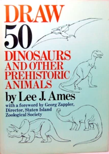Zeichnung 50 Dinosaurier & andere prähistorische Tiere Lee J. Ames signiert Doubleday 1977 - Bild 1 von 10