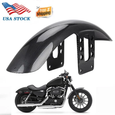 Guardabarros delantero de fibra de carbono para Harley Sportster XL883 1200 48 72 88-2024 Foto 1 de 4