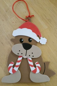Walrus w/Candy Cane Tusks Ornament or Decoration/Handmade/NWOT - Picture 1 of 4