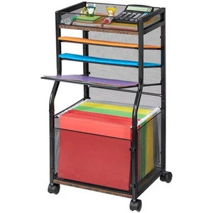 5-Tier Rolling File Cart with Hanging File Folders, Mobile Desk File Organize... - Picture 1 of 6