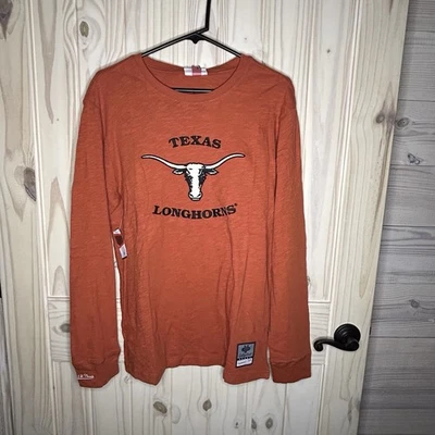 NWT Mitchell and Ness NCAA Texas Longhorns Orange Long Sleeve Shirt Sz Med - Image 1 of 4