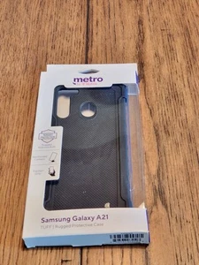 Samsung Galaxy A21 TUFF Rugged Protective Case Black Rubber T-Mobile - Picture 1 of 10