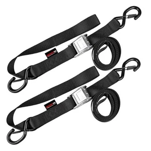 Motorrad Spanngurte (2er Pack) Laborgeprüft 3.300 Pfund Bruchfestigkeit, schwarz - Bild 1 von 8