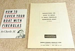 2 1950s OWENS-CORNING FIBERGLAS - SMALL FIBERGLAS REINFORCED BOAT Booklets - Picture 1 of 17