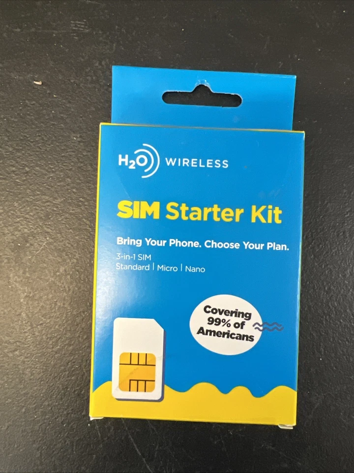 h2o Smart SIM Starter Kit 3-in-1 GSM SIM Card Yellow, Grey, Credit Card Sized - Image 1 of 1