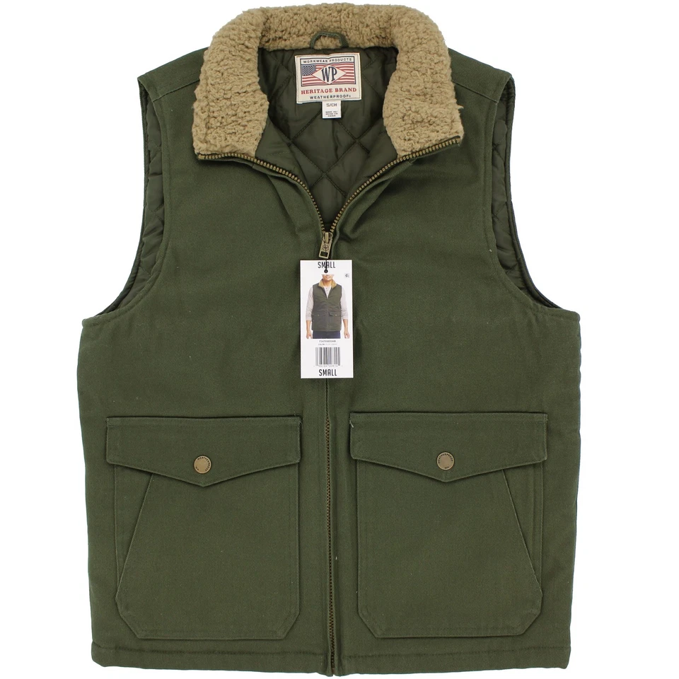 WP Weatherproof Men's Workwear Quilted Lined Sherpa Neck Vest Harvest Tan XXL