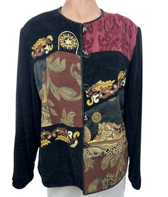 Vintage Market by Chico's Jacket Patchwork Long Sleeve Multi-Color Size 2 or  L - Image 1 of 4