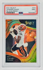 2021 Select JA'MARR CHASE Tie-Dye Prizm /25 RC Field Level #347 PSA 9 SSP 🔥 - Foto 1 di 2