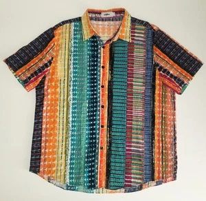 VATPAVE Button Up Shirt Multicolor ss Geometric Viscose Rayon Hawaiian NEW Lg - Picture 1 of 8