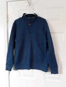 Orvis 1/4 Zip Sweater Blue Men’s Medium Snap Button Pullover Fishing Outdoors - Picture 1 of 7