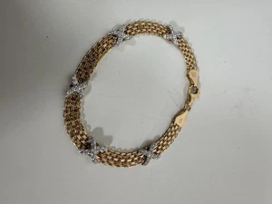 Bracciale JCM Italia 925 Cubic Zirconia Colore Oro 5 X Disegno 7,25” - Foto 1 di 5