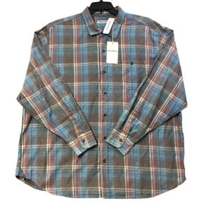 TOMMY BAHAMA Men Fresno Plaid Long Sleeve Fog Gray Blue/Red 2XLB NWT $158 - Picture 1 of 9