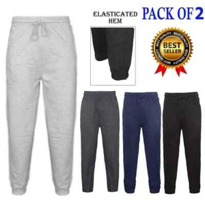 Pack of 2 Mens Fleece Jogging Bottoms Elasticated Joggers Trousers S-5XL - Picture 1 of 28