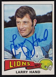 Larry Hand Signed 1975 Topps Football Card #42 Lions Auto - Picture 1 of 2
