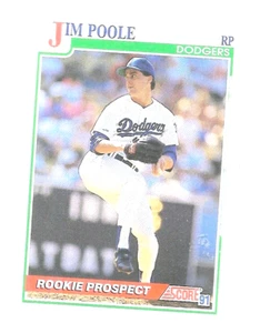 Tarjeta de béisbol 1991 Score Jim Poole 357 Rookie Prospect Los Angeles Dodgers - Imagen 1 de 8