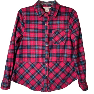 Camisa de franela suave Sundance Sweet Sally para mujer S mangas enrollables con lengüeta peplum Foto 1 de 4