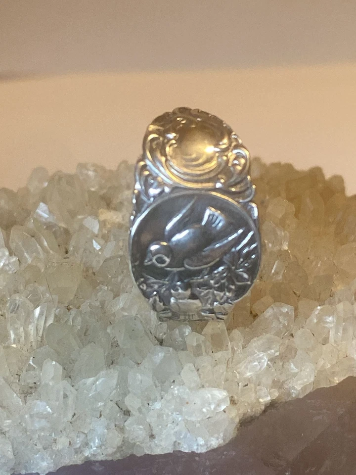 Pájaro Cuchara Anillo Pájaros Paloma Paz Banda Plata Esterlina Mujeres Niña B Foto 1 de 4