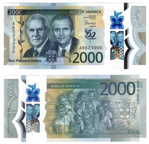2023 Jamaica 2000 Dollars Banknote New Polymer UNC P100 Cover
