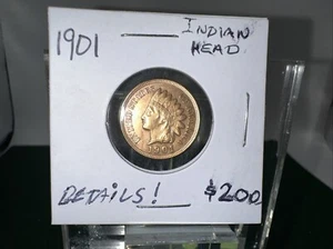 1901 1c Indian Head Penny Cent Excellent Details Nice Coin Rare - Picture 1 of 8