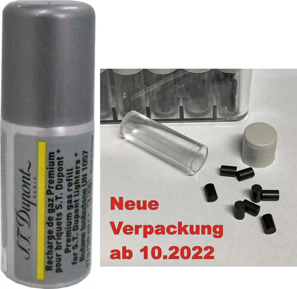 Dupont-Gas Feuerzeug GELB gold S.T.Dupont Kartusche 8 Zündsteine Linie 1+2 groß - Bild 1 von 1