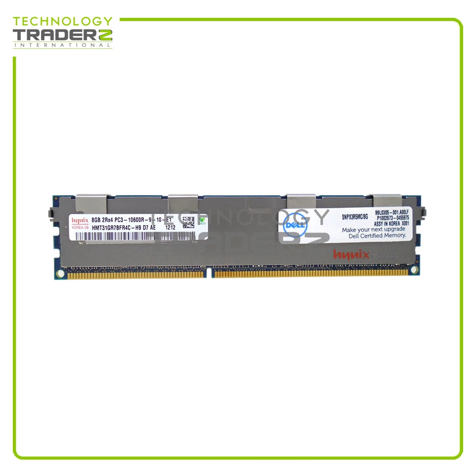 LOT OF 4 SNPX3R5MC/8G Dell 8GB PC3-10600R DDR3-1333MHz ECC 2Rx4 Memory Module - Image 1 of 1