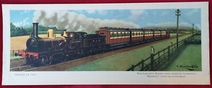 TRAVEL 1890 WEST LANCS RAILWAY ORIG BR LMR RAILWAY CARRIAGE PRINT 1951 H ELLIS