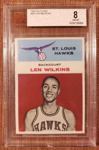 1961 Fleer #44 Len Wilkins St. Louis Hawks Rookie Basketball Card BVG 8 NM/MT - Picture 1 of 2