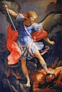 QUADRO STAMPA SU TELA CANVAS - san michele arcangelo - reni - classico moderno - Foto 1 di 3