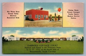 POSTAL DE COLECCIÓN BENNETTSVILLE SC SHELL GASOLINERA FARRON'S COTTAGE COTTAGE 1942 - Imagen 1 de 2