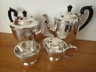 Vintage Viners 5 Piece Tea Coffee Set Silver Plated Alpha Silver Rose Used Vg