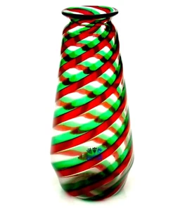 Very Rare Original Murano Fratelli Toso Art Glass Spiral Vibrant Vase & Label - Picture 1 of 10