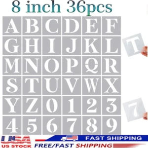 8 Inch Letter Stencils and Numbers, 36 Pcs Alphabet Art Craft Stencils Reusable - Picture 1 of 7