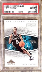 2001 POP 2 TONY PARKER ROOKIE HOF? RC FLEER MARQUEE #112 PSA 10 GEM MINT! - Picture 1 of 2