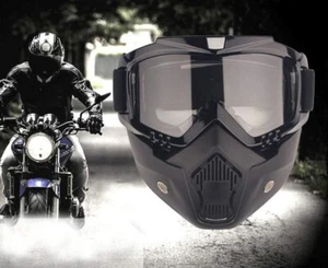 Motorradbrillenmaske mit Abnehmbarer Gesichtsmaske für Vintage Helme - Bild 1 von 9