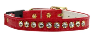 Collar de diamantes de imitación gatito gato joya cristal diseñador mascota en cuero sintético rojo - Imagen 1 de 1