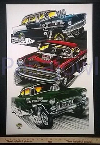 TRI 5 CHEVY POSTER ART PRINT 1955 1956 1957 Chevrolet 55 56 57 Chevy 19" by 28"  - Picture 1 of 1