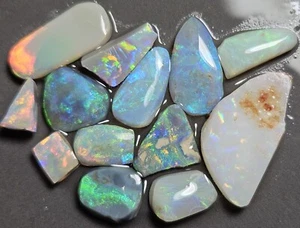Lightning Ridge Opal Rub Parcel Blue Purple Green Pink Lapidary 13.5 Carat Rough - Bild 1 von 19