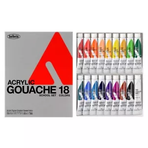 Holbein Artists Acrylic Paint Acrylic Gouache 12mL 18 Color Plastic Set D982 - Picture 1 of 2