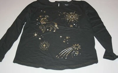 Nuevo Top Carter's Niñas 14 años Unicornio Estrella del Sol Dorado Brillo Camisa Dobladillo Dividido Espalda  Foto 1 de 3