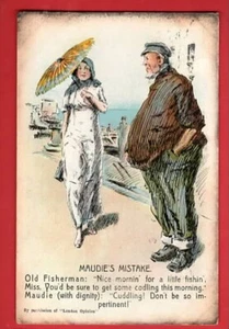 COMIC HUMOUR FASHION FISHERMAN MAUDIE'S MISTAKE LONDON OPINION SERIES pu 1913 - Picture 1 of 1