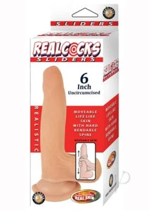 Realcocks Sliders Uncircumsized Dildo with Balls 6in - Vanilla - Picture 1 of 3